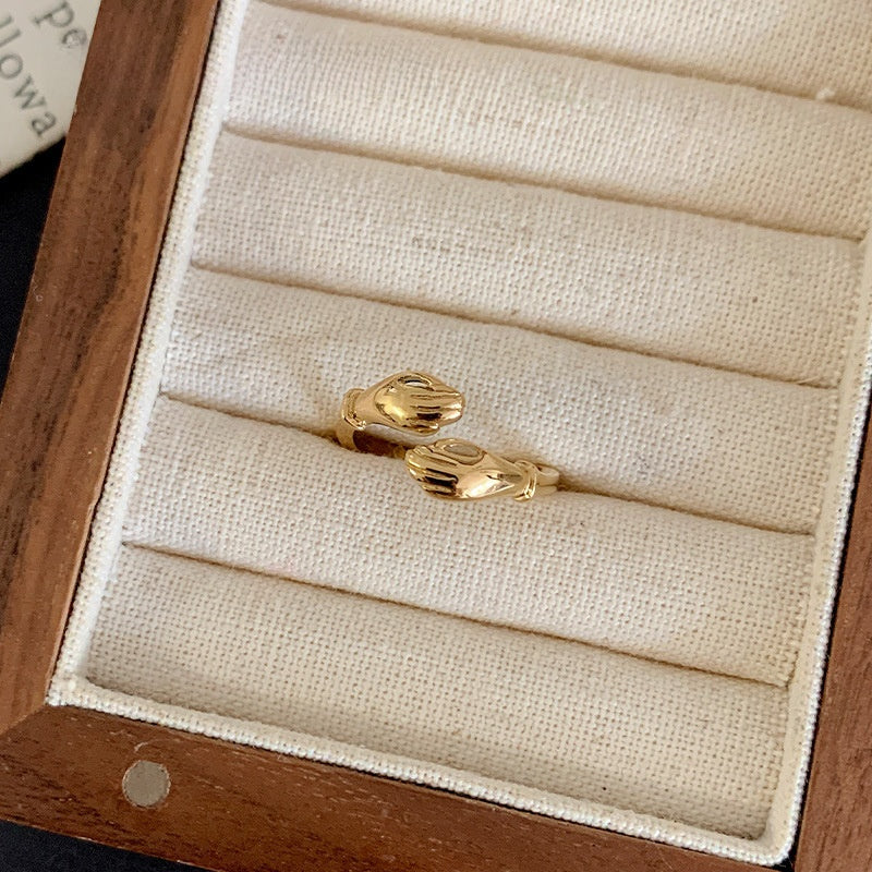 Vintage Geometric Embrace Opening Ring