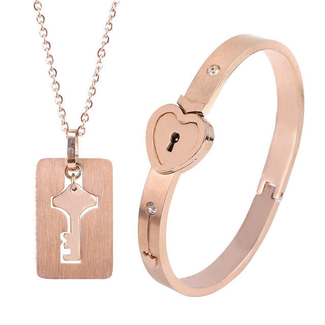Love Lock Couple Bracelets and Necklaces