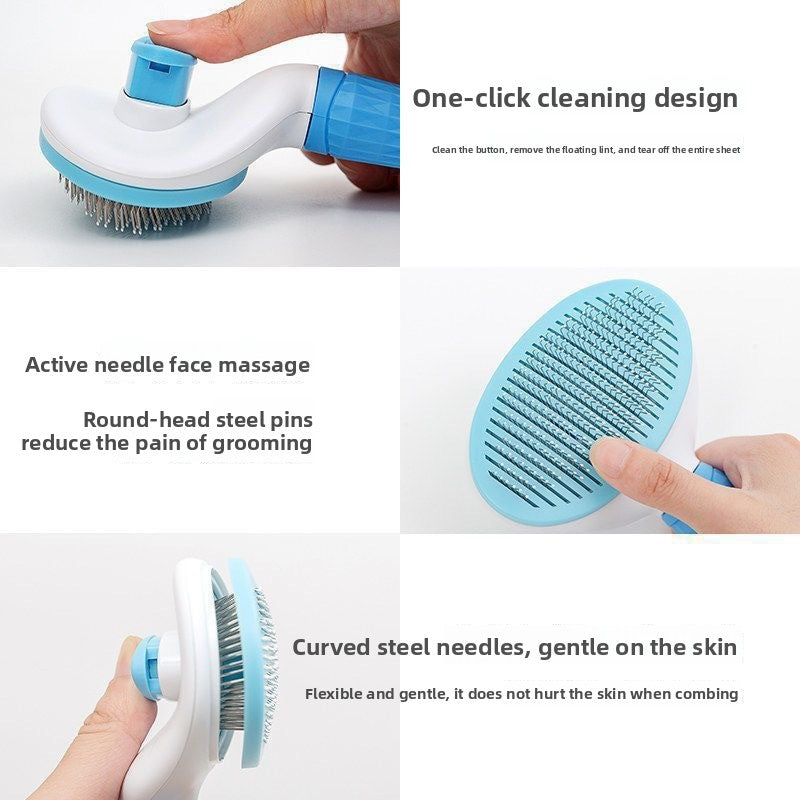 Self Cleaning Pet Comb for Long Haired Cats and Dogs
