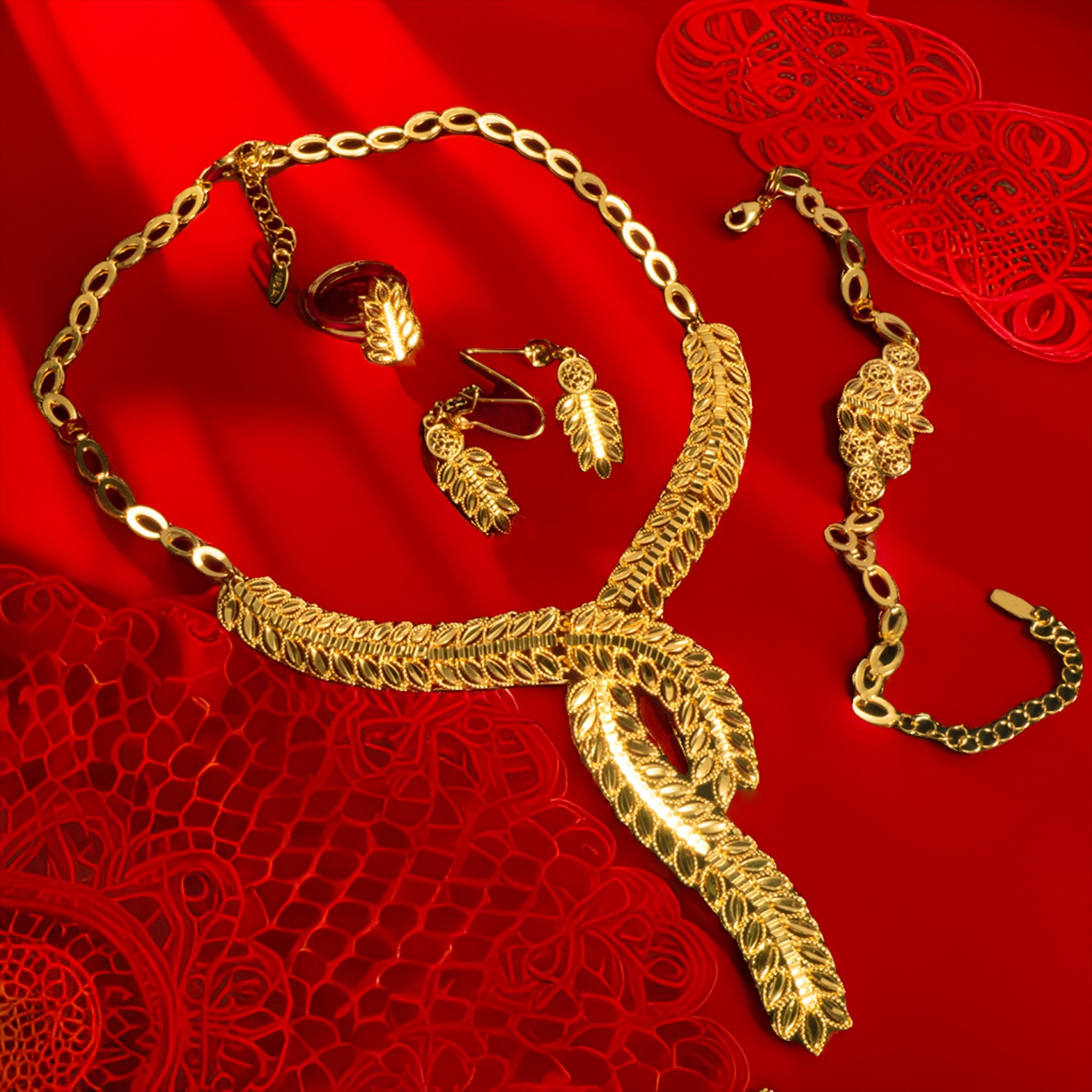 Jewelry: necklaces, earrings, rings, and bracelets