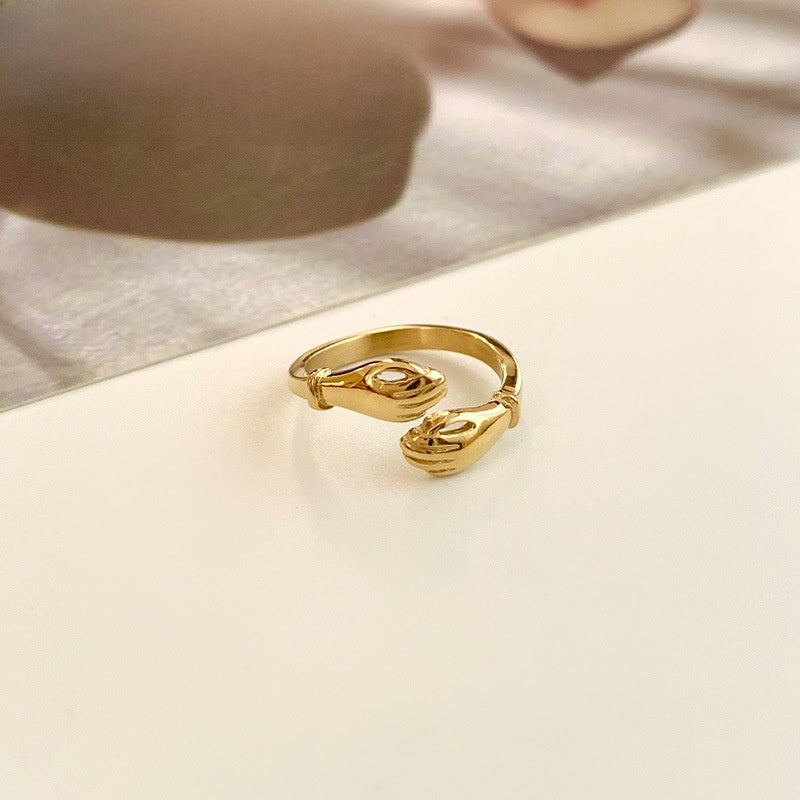 Vintage Geometric Embrace Opening Ring