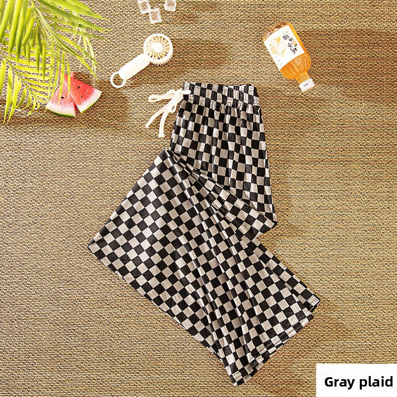 Plaid Wide Leg High Waist Pants