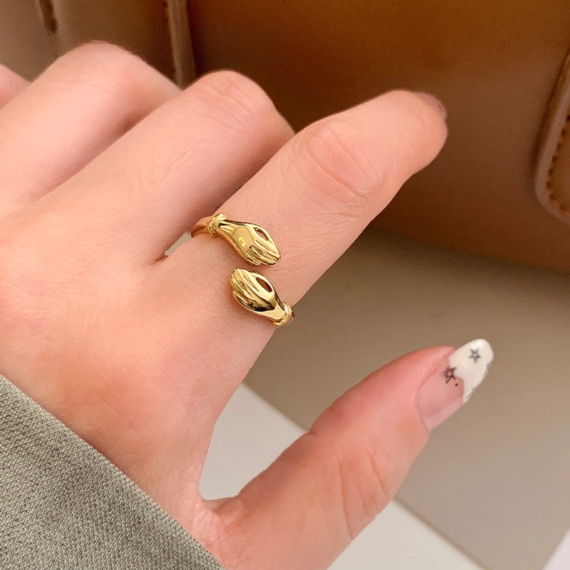 Vintage Geometric Embrace Opening Ring
