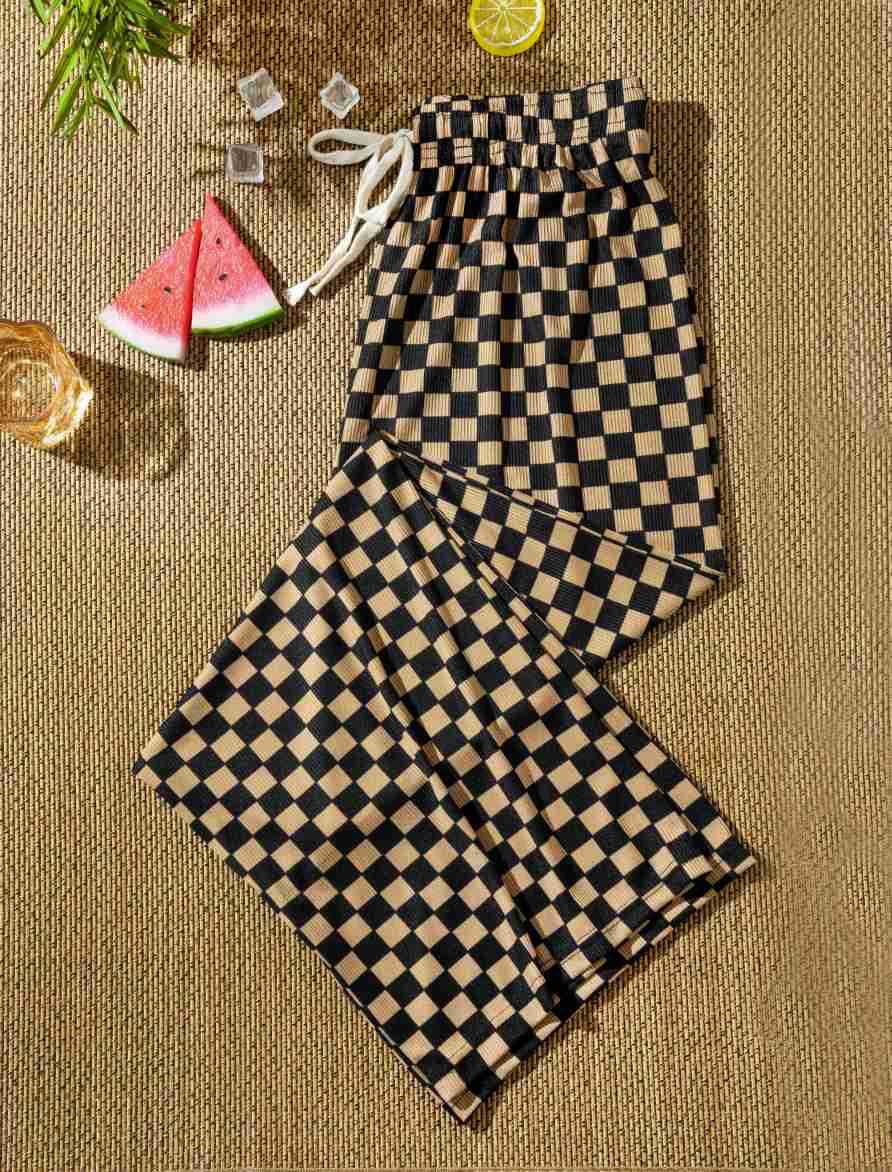 Plaid Wide Leg High Waist Pants