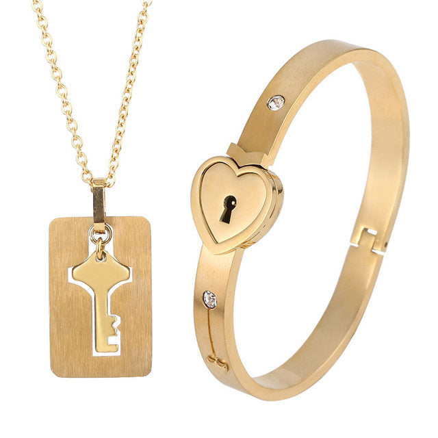Love Lock Couple Bracelets and Necklaces